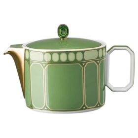 Signum-theepot van porselein, klein, groen