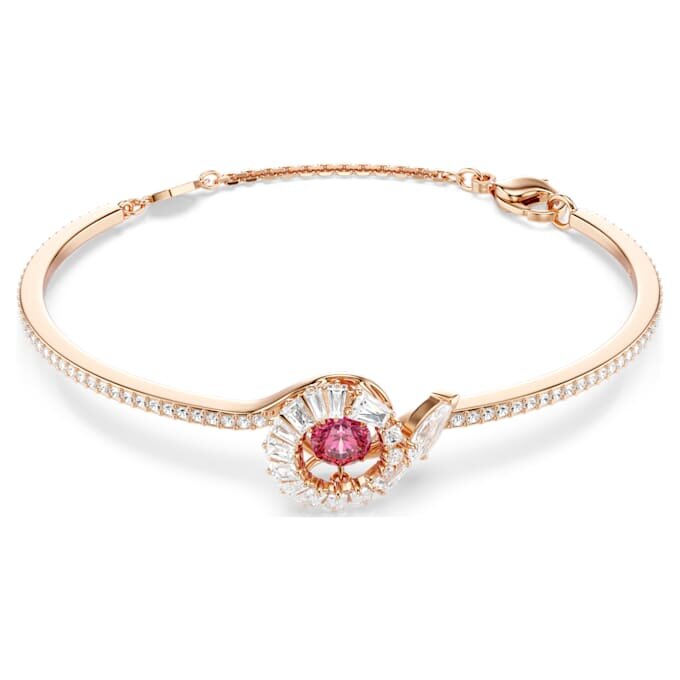 Slangenarmband met gemengde slijpvormen, Jaar van de Slang, rood, roségoudkleurig verguld Slangenarmband met gemengde slijpvormen, Jaar van de Slang, rood, roségoudkleurig verguld