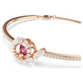Slangenarmband met gemengde slijpvormen, Jaar van de Slang, rood, roségoudkleurig verguld