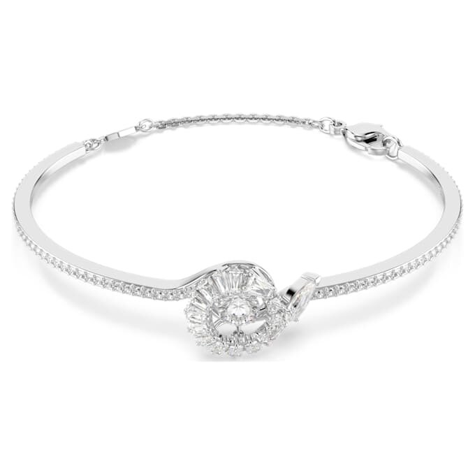 Slangenarmband met gemengde slijpvormen, Jaar van de Slang, wit, gerhodineerd Slangenarmband met gemengde slijpvormen, Jaar van de Slang, wit, gerhodineerd