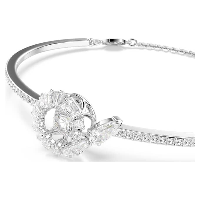 Slangenarmband met gemengde slijpvormen, Jaar van de Slang, wit, gerhodineerd Slangenarmband met gemengde slijpvormen, Jaar van de Slang, wit, gerhodineerd