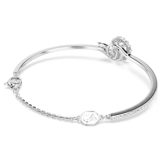 Slangenarmband met gemengde slijpvormen, Jaar van de Slang, wit, gerhodineerd Slangenarmband met gemengde slijpvormen, Jaar van de Slang, wit, gerhodineerd