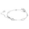 Slangenarmband met kristallen parel, gemengde slijpvormen, Jaar van de Slang, wit, gerhodineerd Slangenarmband met kristallen parel, gemengde slijpvormen, Jaar van de Slang, wit, gerhodineerd