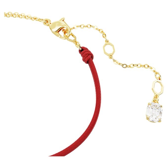 Slangenarmband met kristallen parels, gemengde slijpvormen, Jaar van de Slang, rood, verguld Slangenarmband met kristallen parels, gemengde slijpvormen, Jaar van de Slang, rood, verguld