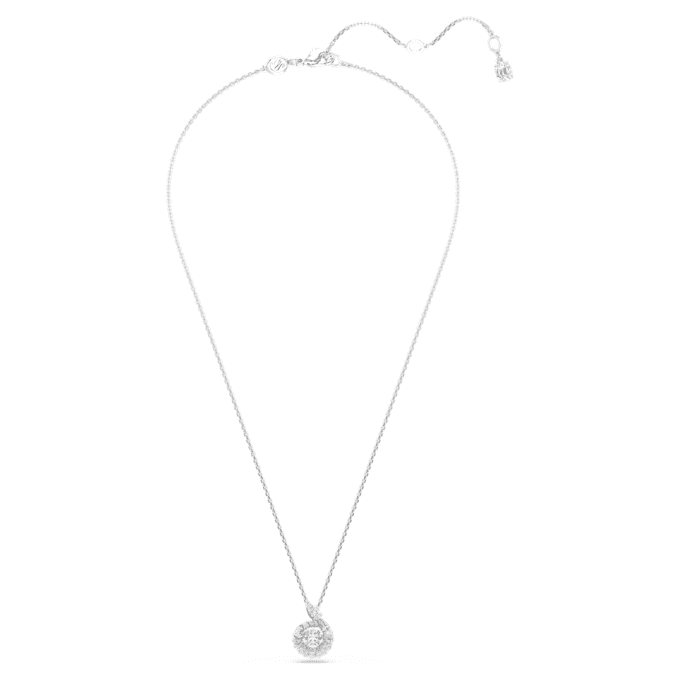 Slangenhanger met gemengde slijpvormen, Jaar van de Slang, wit, gerhodineerd Slangenhanger met gemengde slijpvormen, Jaar van de Slang, wit, gerhodineerd