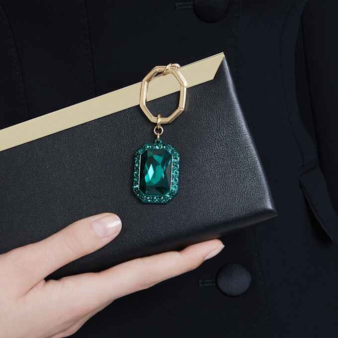 Sleutelhanger met achthoekige slijpvorm, groen, gemengde metalen afwerking Sleutelhanger met achthoekige slijpvorm, groen, gemengde metalen afwerking