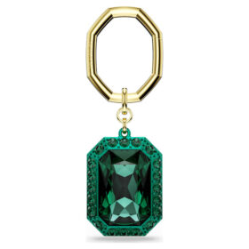 Sleutelhanger met achthoekige slijpvorm, groen, gemengde metalen afwerking