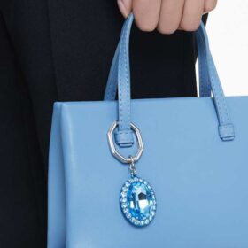 Sleutelhanger met ovale slijpvorm, blauw, gemengde metalen afwerking