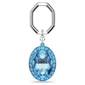 Sleutelhanger met ovale slijpvorm, blauw, gemengde metalen afwerking