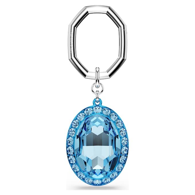 Sleutelhanger met ovale slijpvorm, blauw, gemengde metalen afwerking Sleutelhanger met ovale slijpvorm, blauw, gemengde metalen afwerking