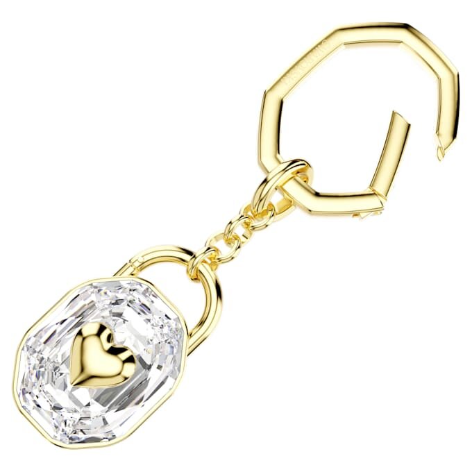 Sleutelhanger met ovale slijpvorm, wit, verguld Sleutelhanger met ovale slijpvorm, wit, verguld