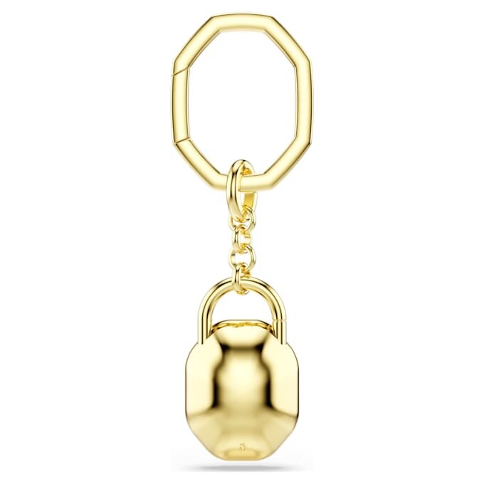 Sleutelhanger met ovale slijpvorm, wit, verguld Sleutelhanger met ovale slijpvorm, wit, verguld