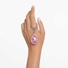 Sleutelhanger met peervormige steen, roze