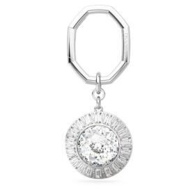 Sleutelhanger met ronde vorm, wit, gerhodineerd