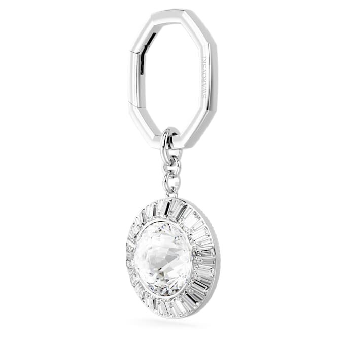 Sleutelhanger met ronde vorm, wit, gerhodineerd Sleutelhanger met ronde vorm, wit, gerhodineerd