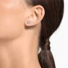 Stilla Attract oorbellen, ronde slijpvorm, wit, gerhodineerd