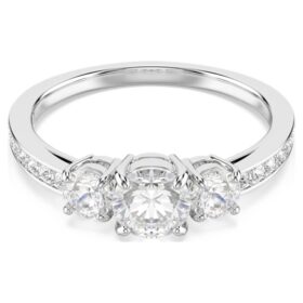 Stilla Attract-ring met ronde slijpvorm, wit, zilverkleurige afwerking