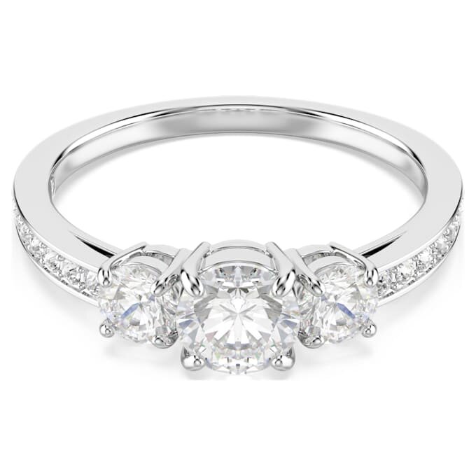 Stilla Attract-ring met ronde slijpvorm, wit, zilverkleurige afwerking Stilla Attract-ring met ronde slijpvorm, wit, zilverkleurige afwerking