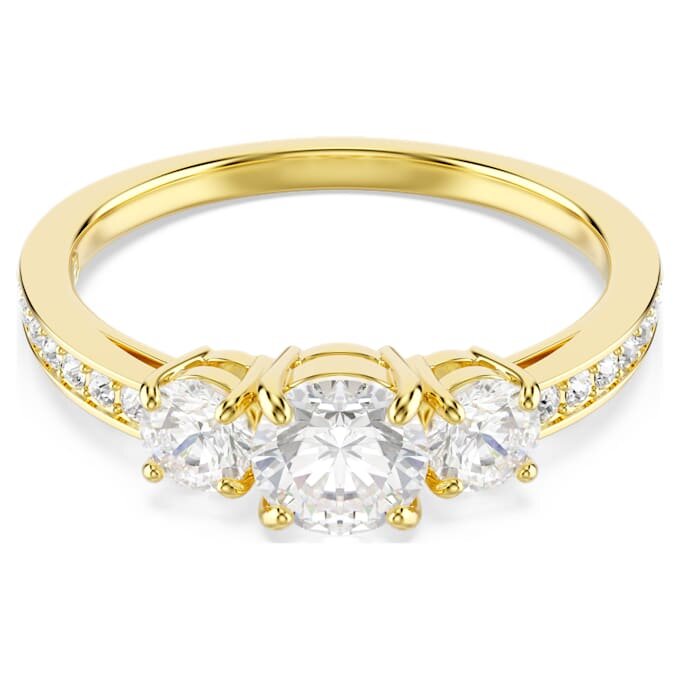 Stilla Attract-ring, ronde slijpvorm, wit, verguld Stilla Attract-ring, ronde slijpvorm, wit, verguld