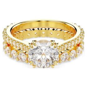 Stilla-ringset (2), ronde slijpvorm, wit, verguld