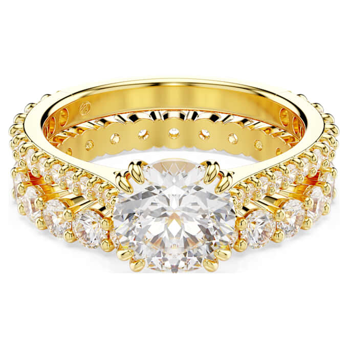 Stilla-ringset (2), ronde slijpvorm, wit, verguld Stilla-ringset (2), ronde slijpvorm, wit, verguld