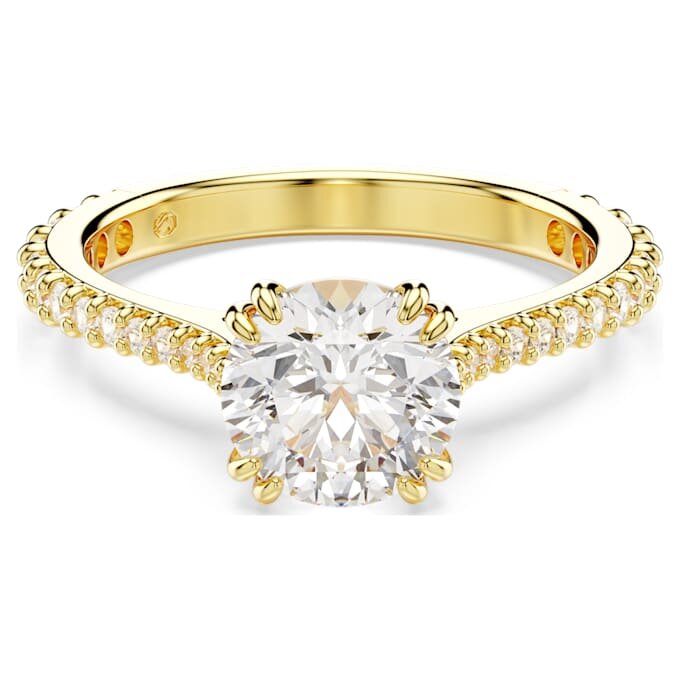 Stilla-ringset (2), ronde slijpvorm, wit, verguld Stilla-ringset (2), ronde slijpvorm, wit, verguld