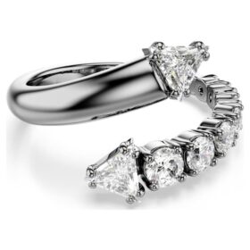 Sublima open ring met gemengde slijpvormen, wit, geruteniumverguld