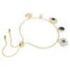 Symbolica-armband met kristallen parel, klavertje, boze oog en hoefijzer, blauw, verguld Symbolica-armband met kristallen parel, klavertje, boze oog en hoefijzer, blauw, verguld