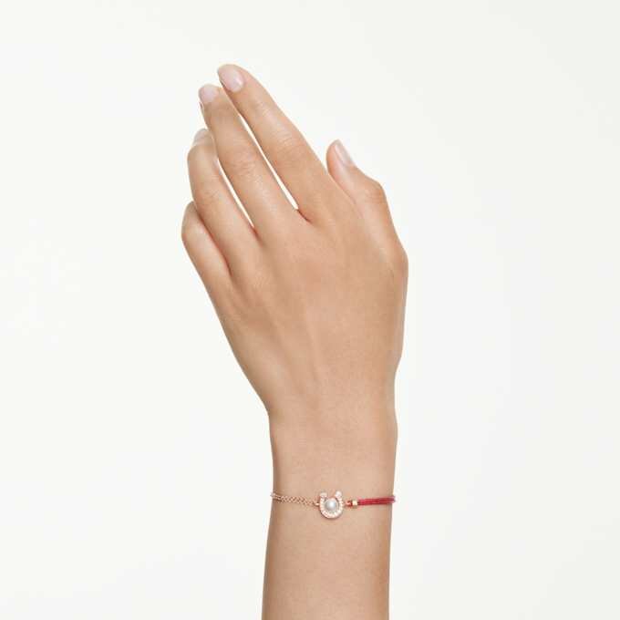 Symbolica-armband met kristallen parel, pavé, hoefijzer, wit, roségoudkleurig verguld Symbolica-armband met kristallen parel, pavé, hoefijzer, wit, roségoudkleurig verguld