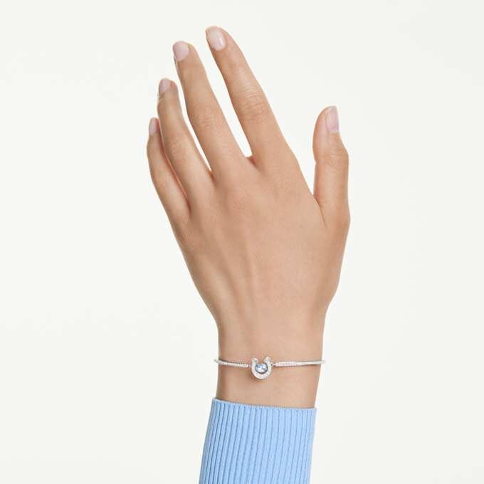 Symbolica-armband, ronde slijpvorm, pavé, hoefijzer, blauw, gerhodineerd Symbolica-armband, ronde slijpvorm, pavé, hoefijzer, blauw, gerhodineerd