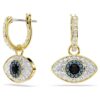 Symbolica druppeloorbellen met ‘Evil Eye’, blauw, verguld