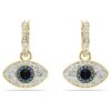 Symbolica druppeloorbellen met ‘Evil Eye’, blauw, verguld