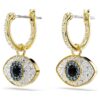 Symbolica druppeloorbellen met ‘Evil Eye’, blauw, verguld