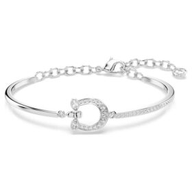 Symbolica Pavé-armband, hoefijzer, wit, gerhodineerd