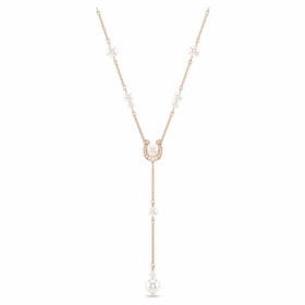 Symbolica Y-ketting met kristallen parels, pavé, hoefijzer, wit, roségoudkleurig verguld Symbolica Y-ketting met kristallen parels, pavé, hoefijzer, wit, roségoudkleurig verguld