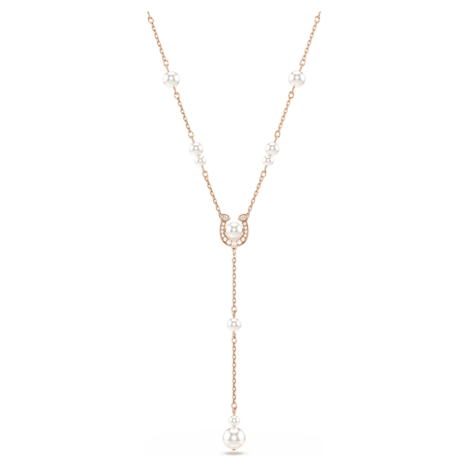 Symbolica Y-ketting met kristallen parels, pavé, hoefijzer, wit, roségoudkleurig verguld Symbolica Y-ketting met kristallen parels, pavé, hoefijzer, wit, roségoudkleurig verguld
