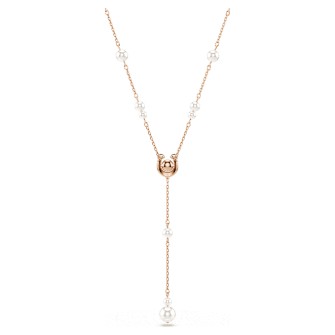 Symbolica Y-ketting met kristallen parels, pavé, hoefijzer, wit, roségoudkleurig verguld Symbolica Y-ketting met kristallen parels, pavé, hoefijzer, wit, roségoudkleurig verguld