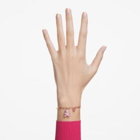 Teddy-armband met beertje, roze, roségoudkleurig verguld
