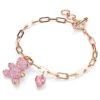 Teddy-armband met beertje, roze, roségoudkleurig verguld