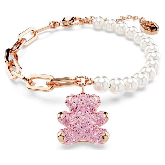 Teddy-armband met kristallen parel, beertje, roze, roségoudkleurig verguld Teddy-armband met kristallen parel, beertje, roze, roségoudkleurig verguld