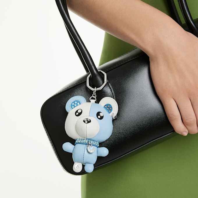 Teddy-tasbedeltje, blauw, gerhodineerd Teddy-tasbedeltje, blauw, gerhodineerd