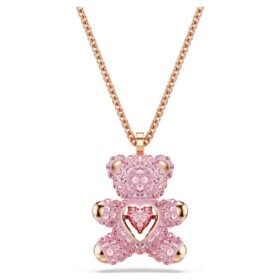 Teddybeer-hanger, roze, roségoudkleurig verguld
