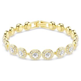 Una Angelic-armband, ronde slijpvorm, pavé, medium, wit, verguld in goudkleur