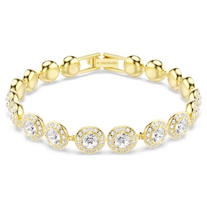 Una Angelic-armband, ronde slijpvorm, pavé, medium, wit, verguld in goudkleur Una Angelic-armband, ronde slijpvorm, pavé, medium, wit, verguld in goudkleur
