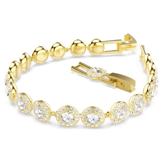 Una Angelic-armband, ronde slijpvorm, pavé, medium, wit, verguld in goudkleur Una Angelic-armband, ronde slijpvorm, pavé, medium, wit, verguld in goudkleur