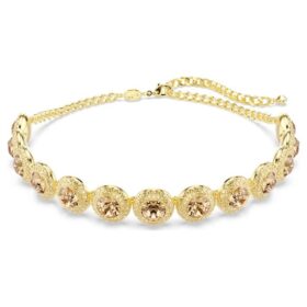 Una Angelic Choker, ronde slijpvorm, karamelkleurig, verguld in goudtint