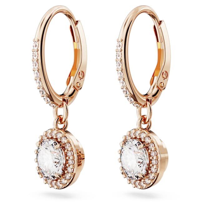 Una Angelic druppeloorbellen, ronde slijpvorm, pavé, wit, roségoudkleurig verguld Una Angelic druppeloorbellen, ronde slijpvorm, pavé, wit, roségoudkleurig verguld