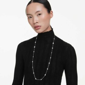 Una Angelic ketting met ronde motieven, wit, gerhodineerd