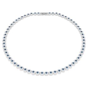 Una Angelic-ketting met ronde slijpvorm, blauw, gerhodineerd