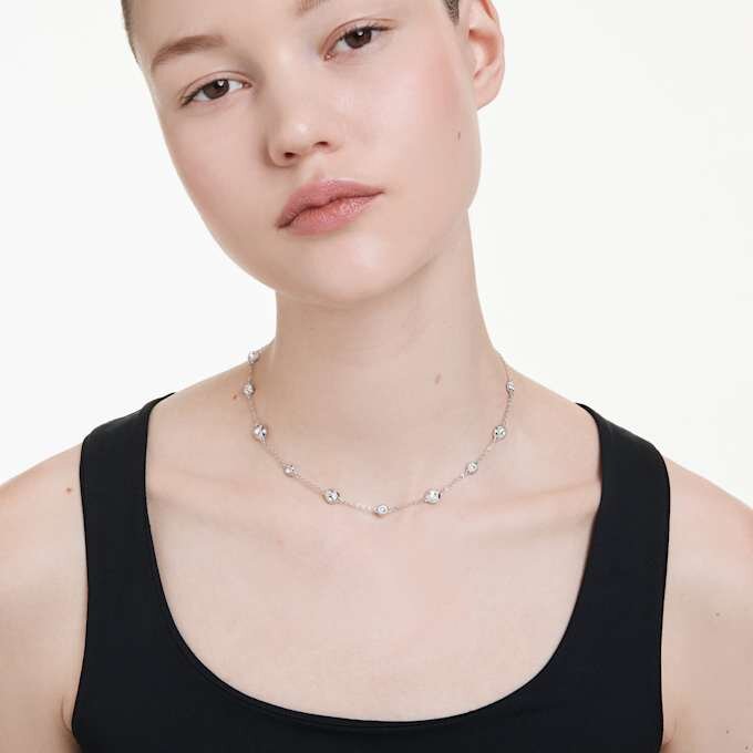 Una Angelic-ketting met ronde slijpvorm, dubbelzijdige motieven, wit, gerhodineerd Una Angelic-ketting met ronde slijpvorm, dubbelzijdige motieven, wit, gerhodineerd